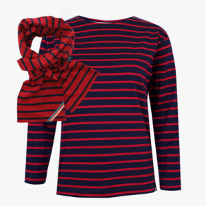 das klassische Streifenshirt und Streifenschal Navy Bordeaux