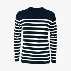 Streifenpullover für Damen Navy-Natural