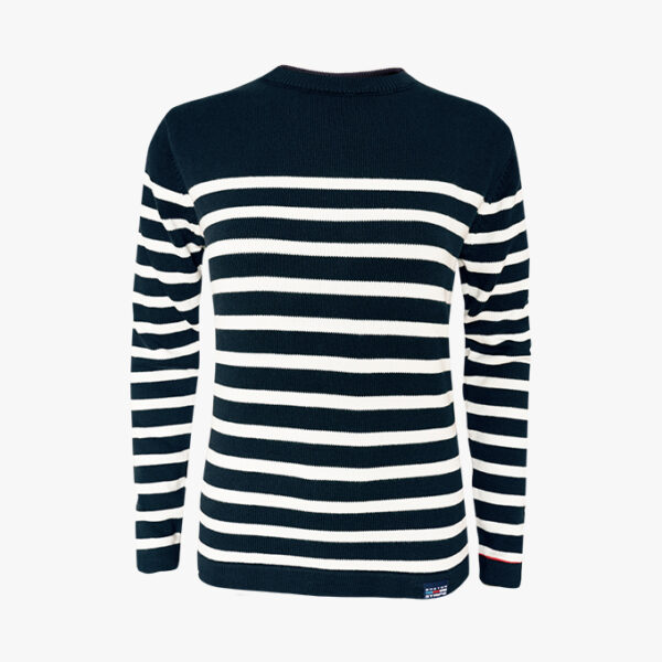 Streifenpullover für Damen Navy-Natural