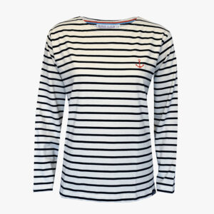 Streifenshirt mit Aufdruck Natural-Navy Anchor