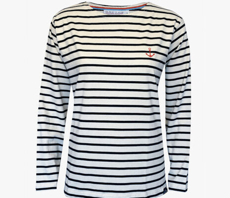 Streifenshirt mit Aufdruck Natural-Navy Anchor