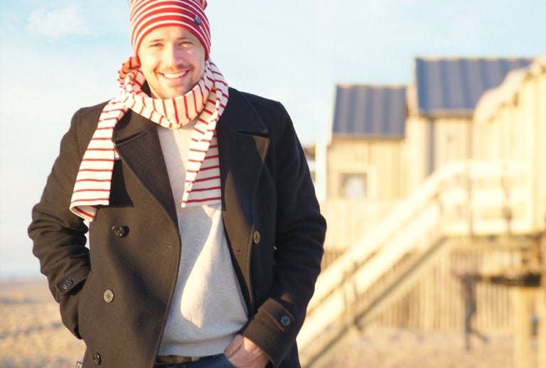 Cabanjacken für Herren und eine gestreifte Mütze