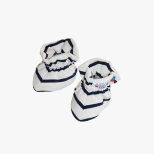 Baby-Hausschuhe in der Farbe Naturel - Marineblau