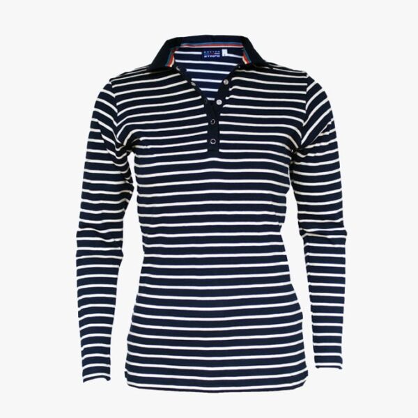 Poloshirt Langarm in der Farbe Marineblau - Naturell