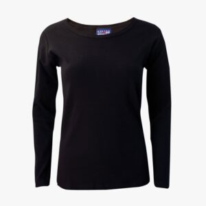 Langarmshirt in Uni-Farbe Schwarz