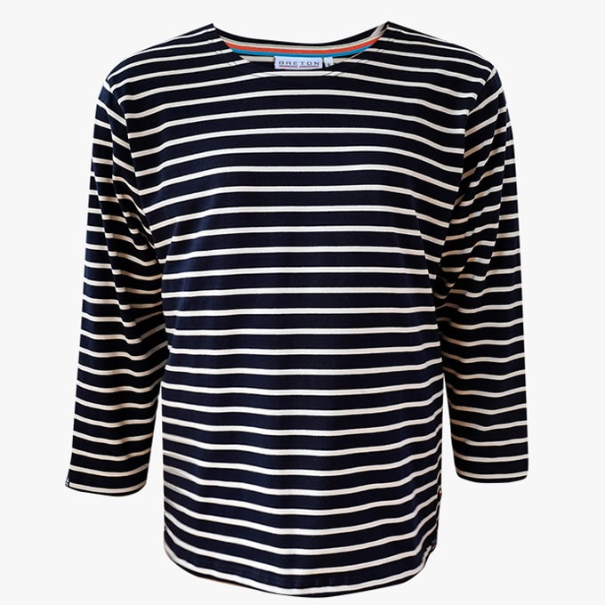 Das klassische Bretonische Curvy Shirt in der Farbe Marineblau - Naturel