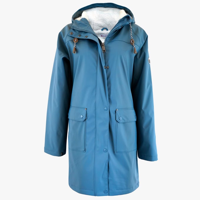 Regenjacke mit Teddyfutter in der Farbe Jeans