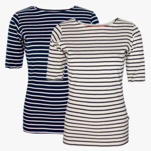 Kombi-Angebot Damenshirt Bootausschnitt Kurzarm Navy Natural