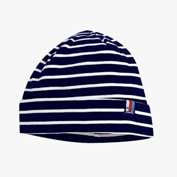 Gestreifte Mütze in der Farbe Marineblau - Weiß