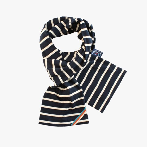 Gestreifter Schal in der Farbe Marineblau - Naturel