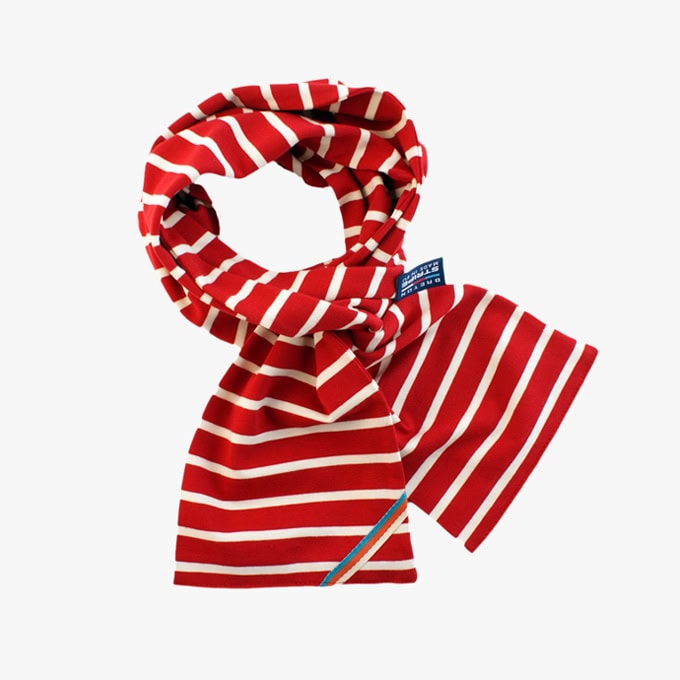 Gestreifter Schal in der Farbe Bordeauxrot - Naturel