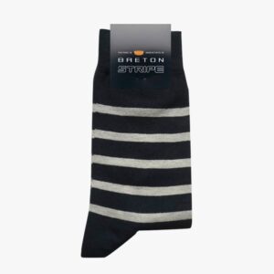 Gestreifte Socken in der Farbe Marineblau - Naturel