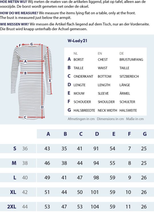 Gr&ouml;&szlig;entabelle Kleid Bootsausschnitt Langarm mit Messpunkten und Abmessungen