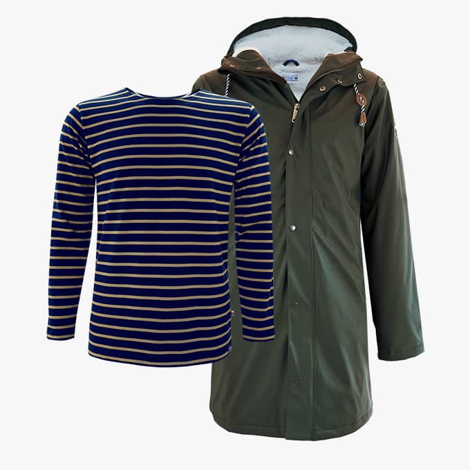 Regenmantel mit Bretonische Klassiker Kombi-Angebot in der Farbe Moosgrün