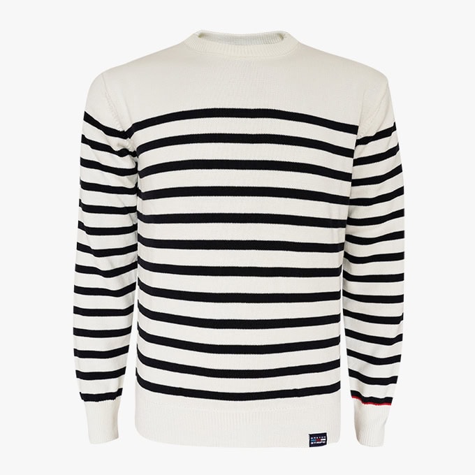 Streifen-Pullover für Herren in der Farbe Naturel - Marineblau