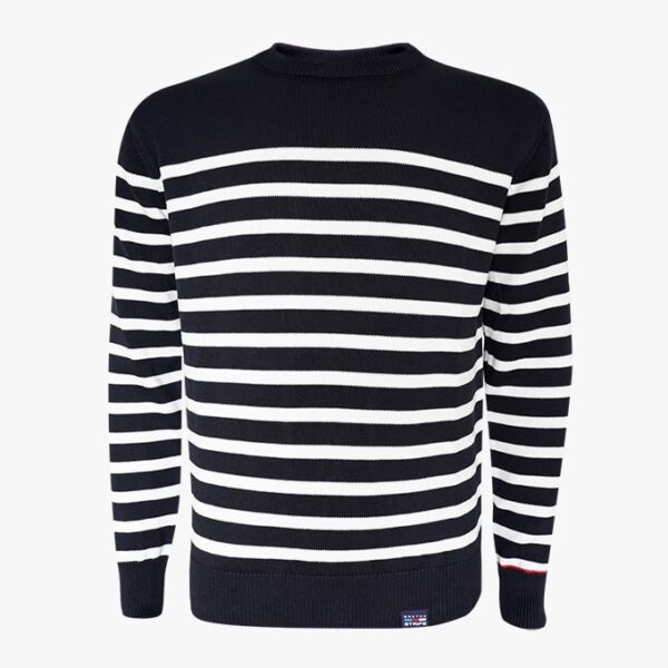 Streifenpullover für Herren in der Farbe Marineblau - Naturel