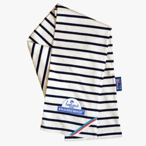 Schal mit Knarrenhof Logo in der Farbe Naturel-Marineblauw