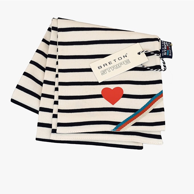 Schal mit Herzchen Naturel - Marineblau