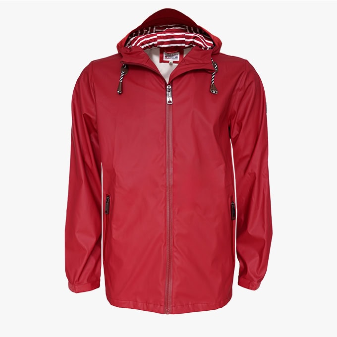 Windjacke kurz mit Streifenfutter in der Farbe Bordeauxrot